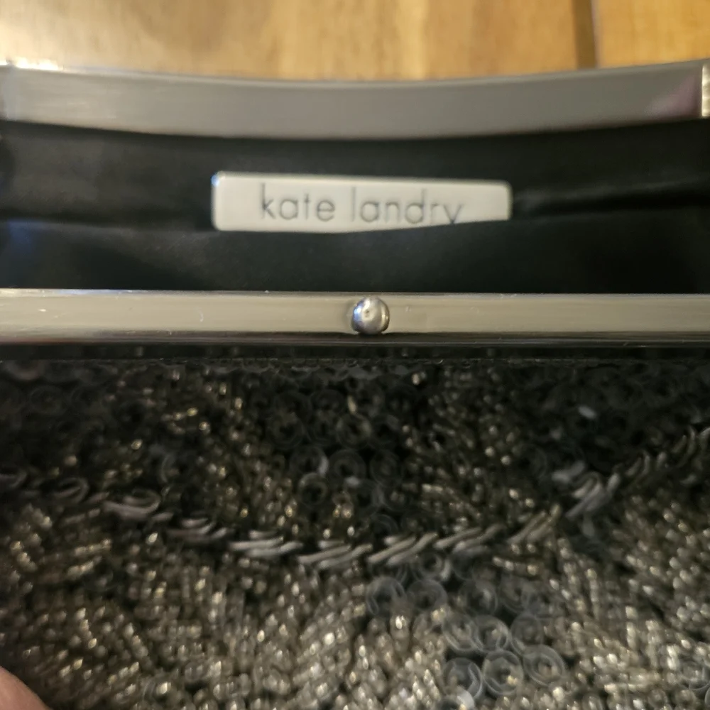 Kate Landry Silver Beaded Evening Bag with Chain Strap - Picture 3 of 9